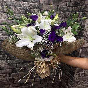 Harika Dilekler Lilyum ve Lisyantus Buketi nin resmi