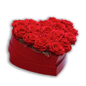 Kalbimin Işığı Kalpli Kutuda 17 Adet Gül nin resmi