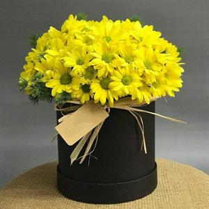 Kutuda Sarı Papatya  Aranjmanı nin resmi