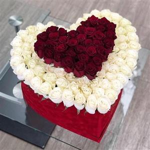 Kırmızının Kalbi Kırmızı Beyaz Güller nin resmi