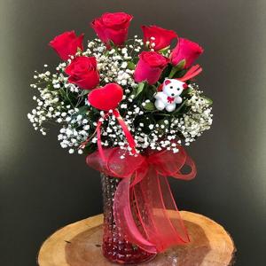 Sevgilim 6 Adet Kırmızı Gül Aranjmanı nin resmi