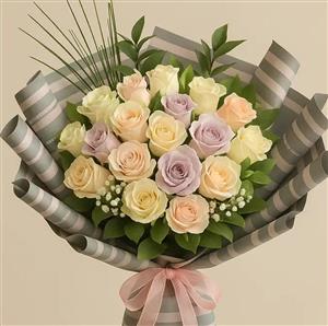 gül buketi açık renkli